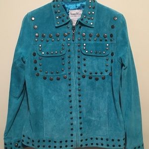 Blue Leather Detailed “Pamela McCoy” Jacket